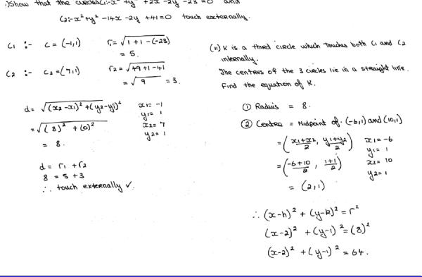 Advanced Geometry - The Circle 2 eNotes - Touching Circles, Equations ...